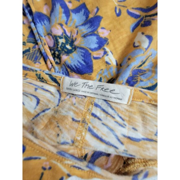 We The Free Women's Dreamed of You Floral Ruched Front Long Sleeve Top Yellow XL - Picture 3 of 8